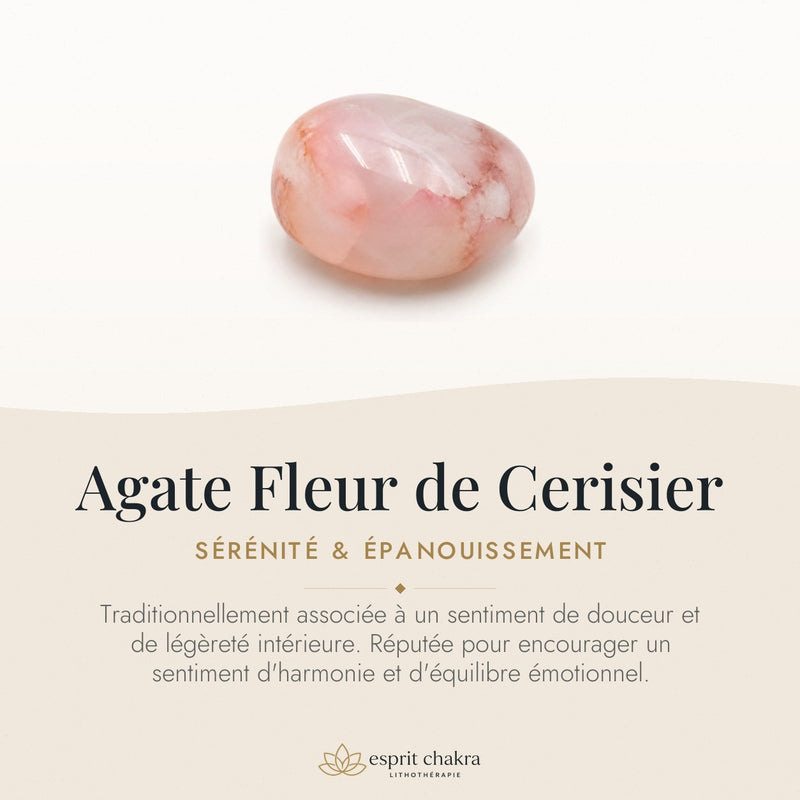 Bracelet Agate Fleur de Cerisier 6 mm – Grâce du Printemps