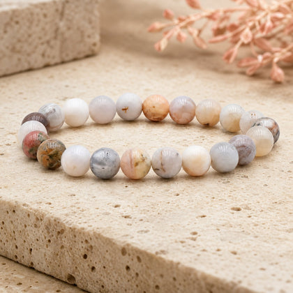 Bracelet Agate Plume 8 mm – Assise Légère