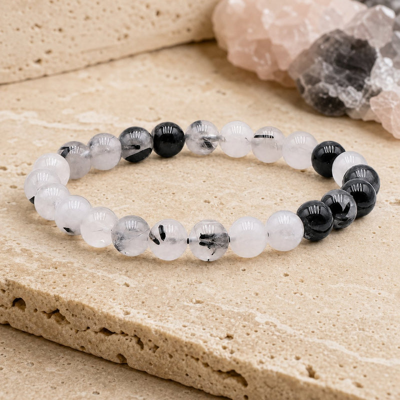 Bracelet Cristal de Roche Tourmaline 8 mm – Attache Douce