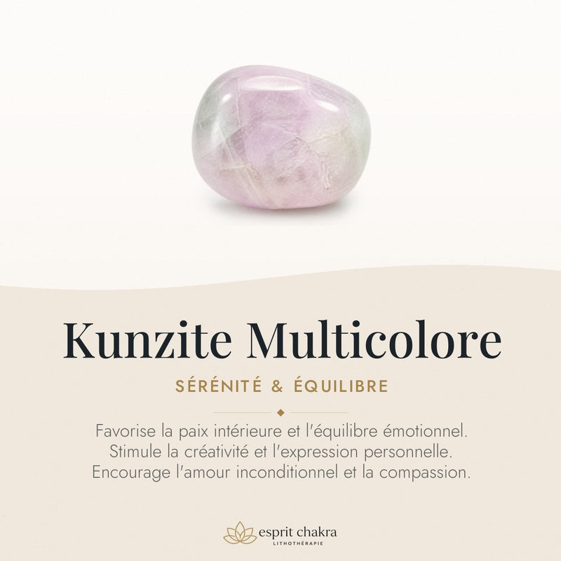 Bracelet Kunzite Multicolore 10 mm – Sérénité Nuancée