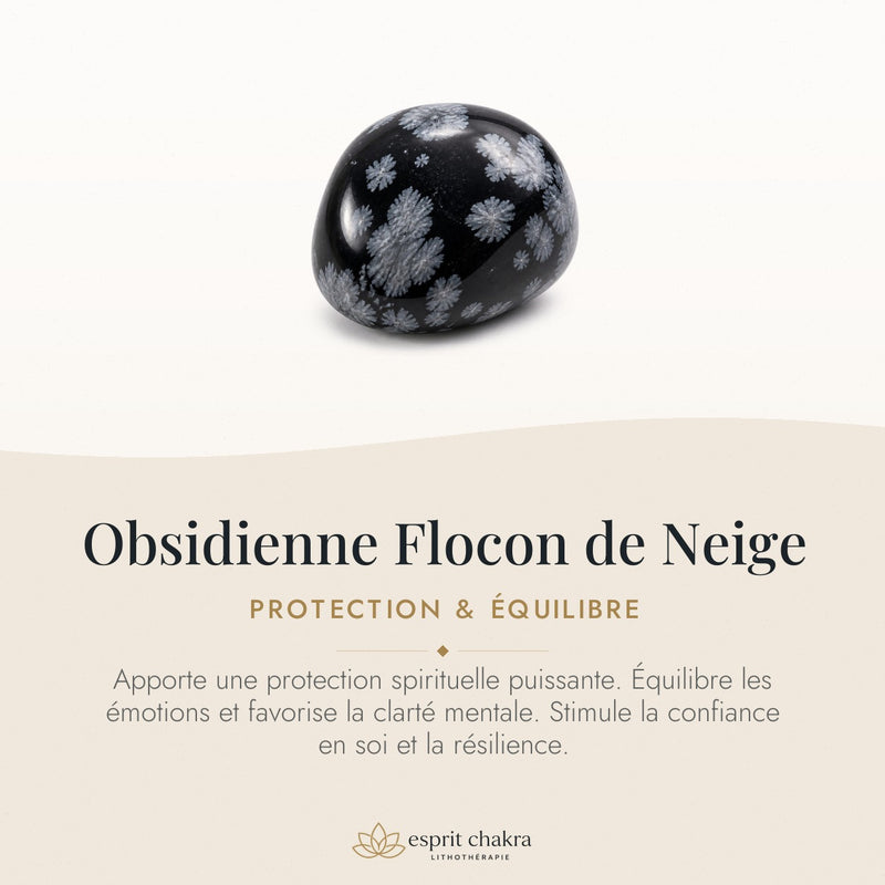 Bracelet Obsidienne Flocon de Neige 6 mm – Équilibre des Contrastes