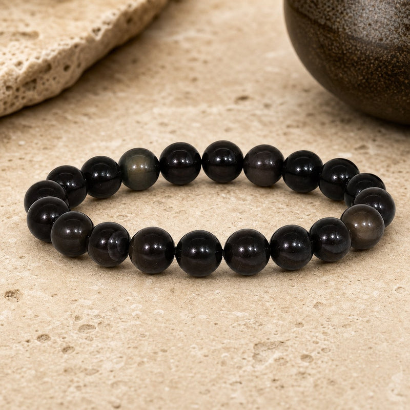 Bracelet Obsidienne Oeil Céleste 10 mm – Veille Nocturne