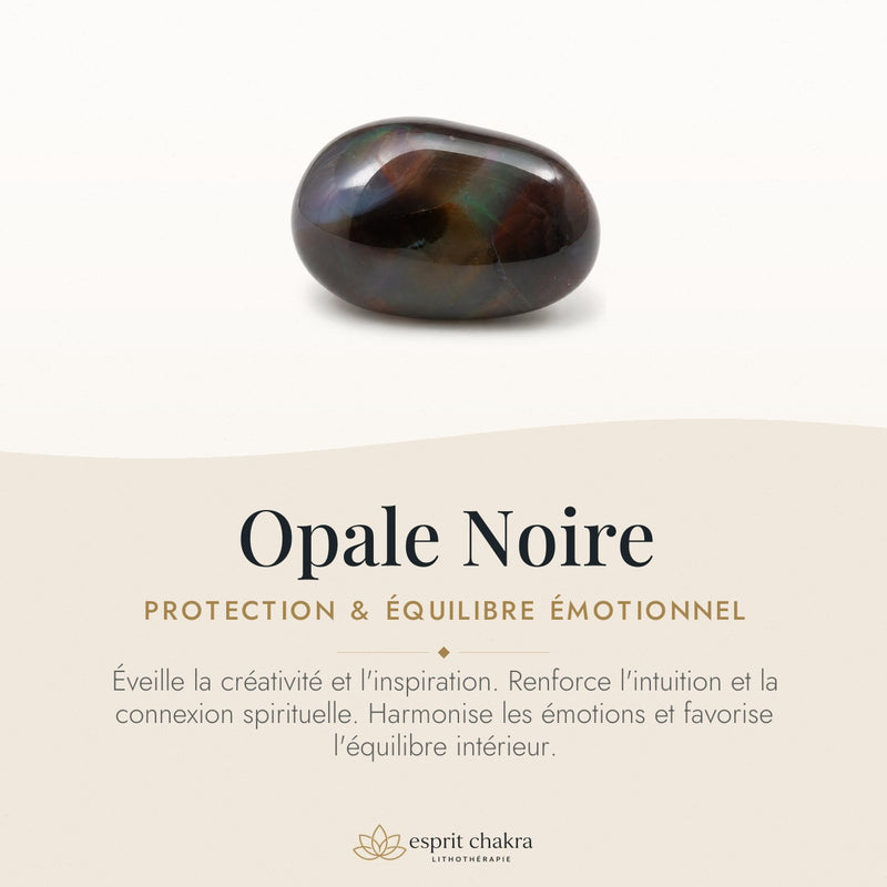 Bracelet Opale Noire 8 mm – Clairière Paisible