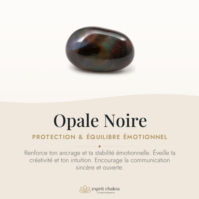 Bracelet Opale Noire 8 mm – Forêt Sereine