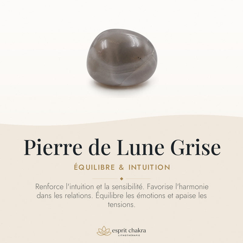 Bracelet Pierre de Lune Grise 10 mm – Intuition Calme