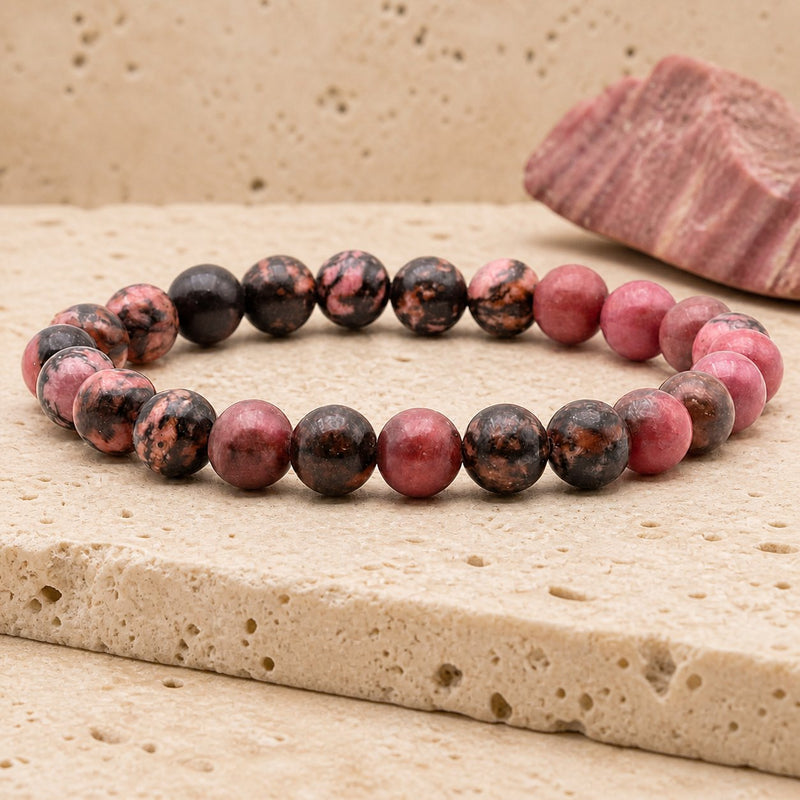 Bracelet Rhodonite 8 mm – Réconciliation Confiante