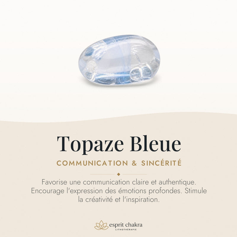 Bracelet Topaze Bleue 8 mm – Calme Léger