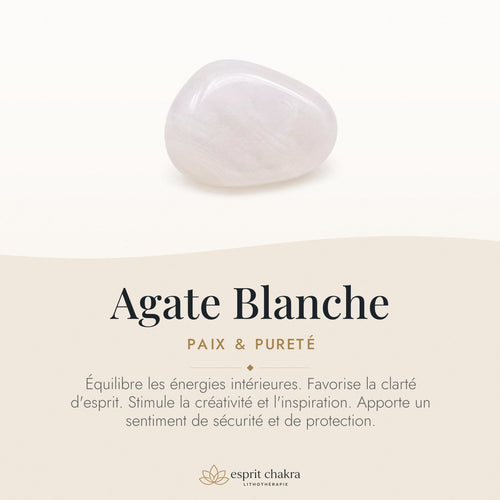 Bracelet Agate Blanche 6 mm – Paix Limpide — vertus de la pierre