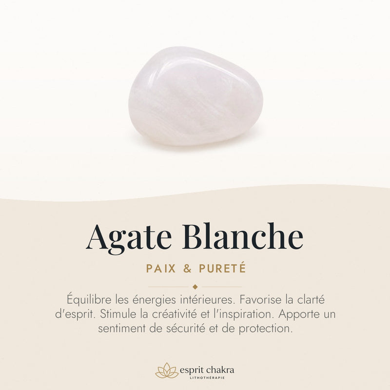 Bracelet Agate Blanche 6 mm – Paix Limpide