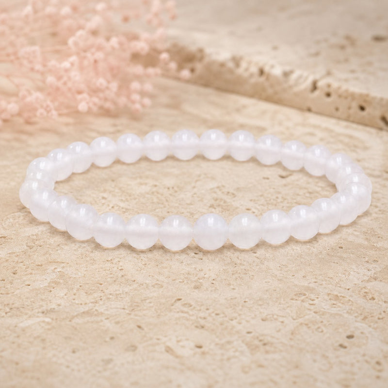 Bracelet Agate Blanche 6 mm – Paix Limpide