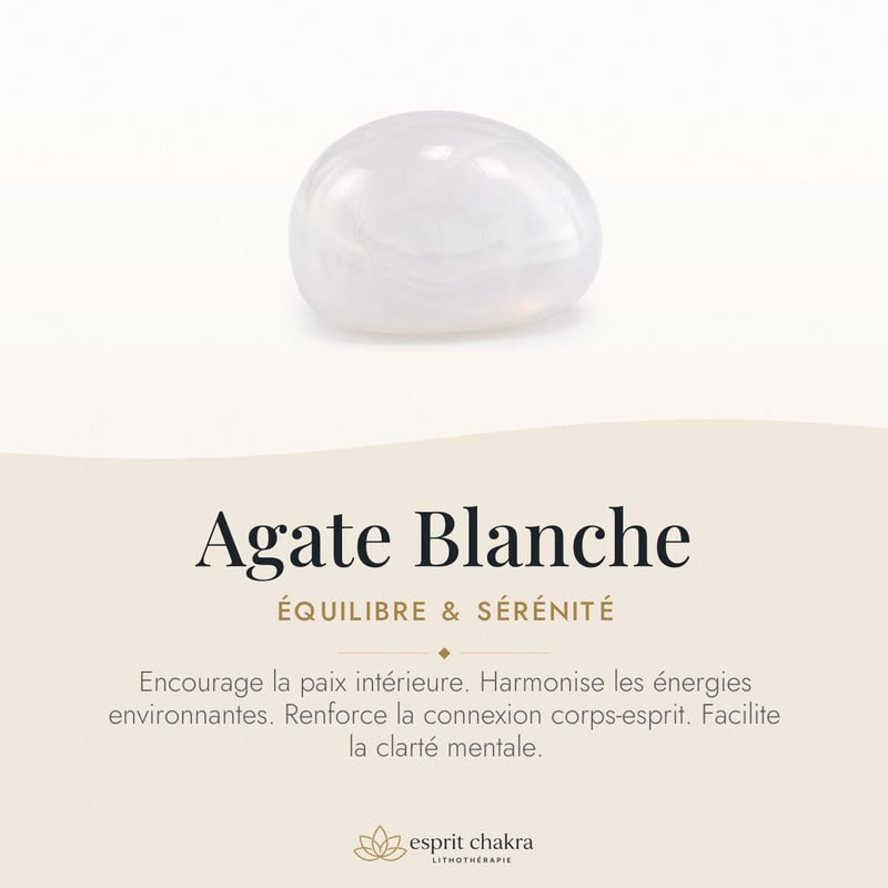 Bracelet Agate Blanche 8 mm – Souffle des Hauteurs