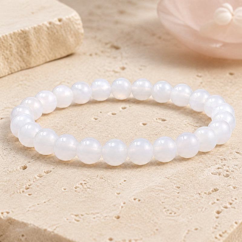 Bracelet Agate Blanche 8 mm – Souffle des Hauteurs
