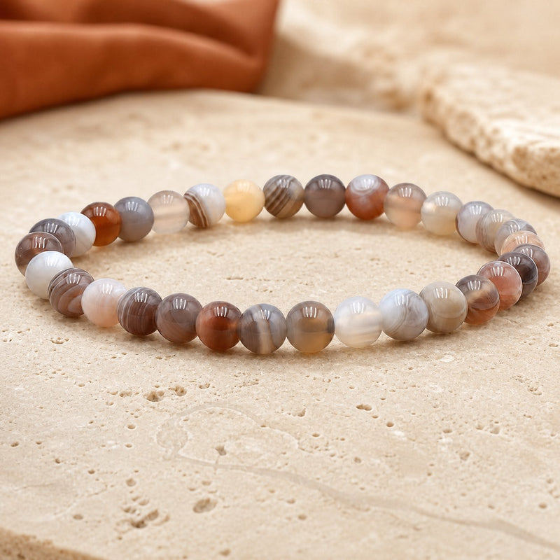 Bracelet Agate Botswana 6 mm – Confiance Durable