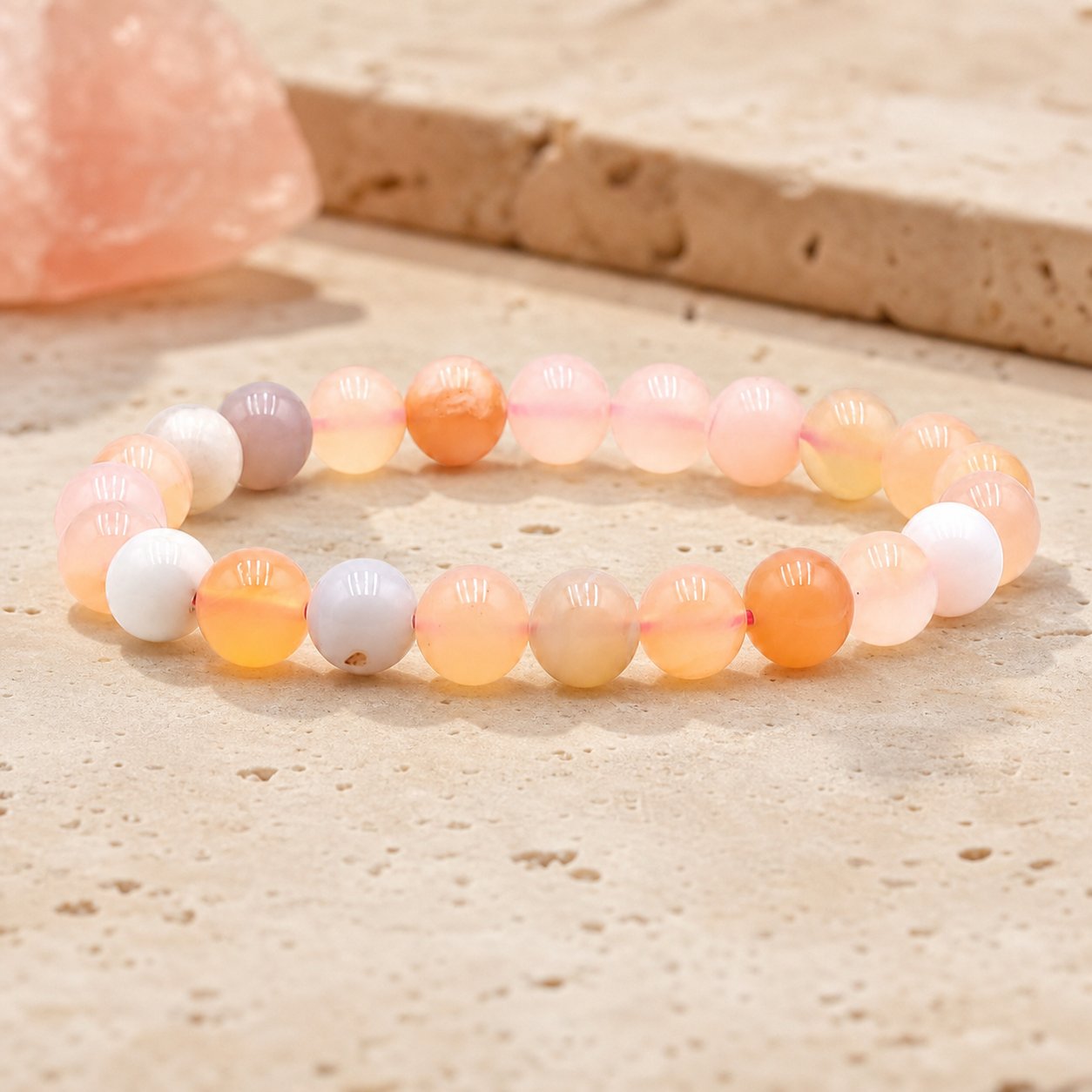 Bracelet Agate Botswana Rose 8 mm – Équilibre Tendre