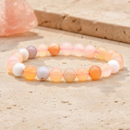 Bracelet Agate Botswana Rose 8 mm – Équilibre Tendre