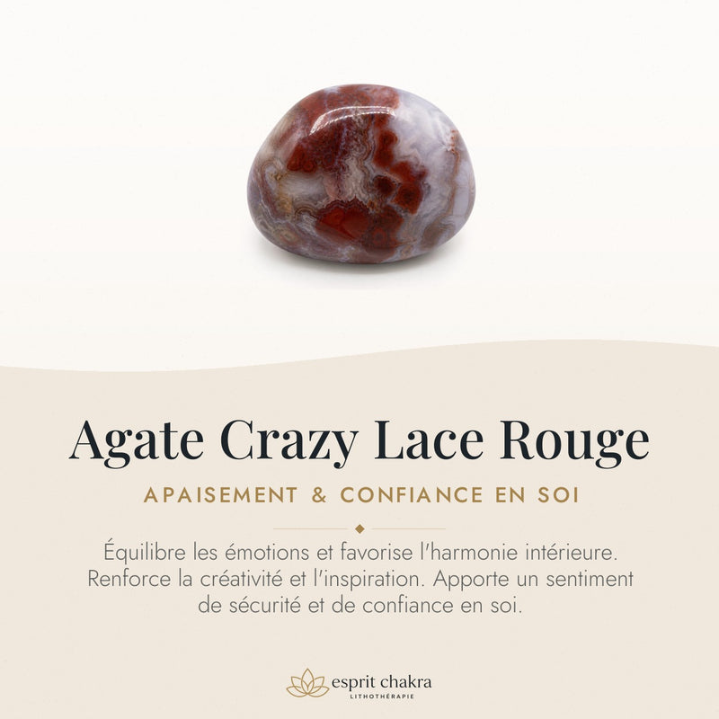 Bracelet Agate Crazy Lace Rouge 6 mm – Apaisement