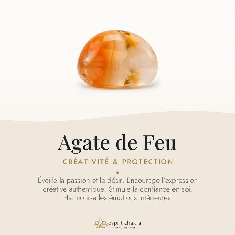 Bracelet Agate de Feu 6 mm – Créativité