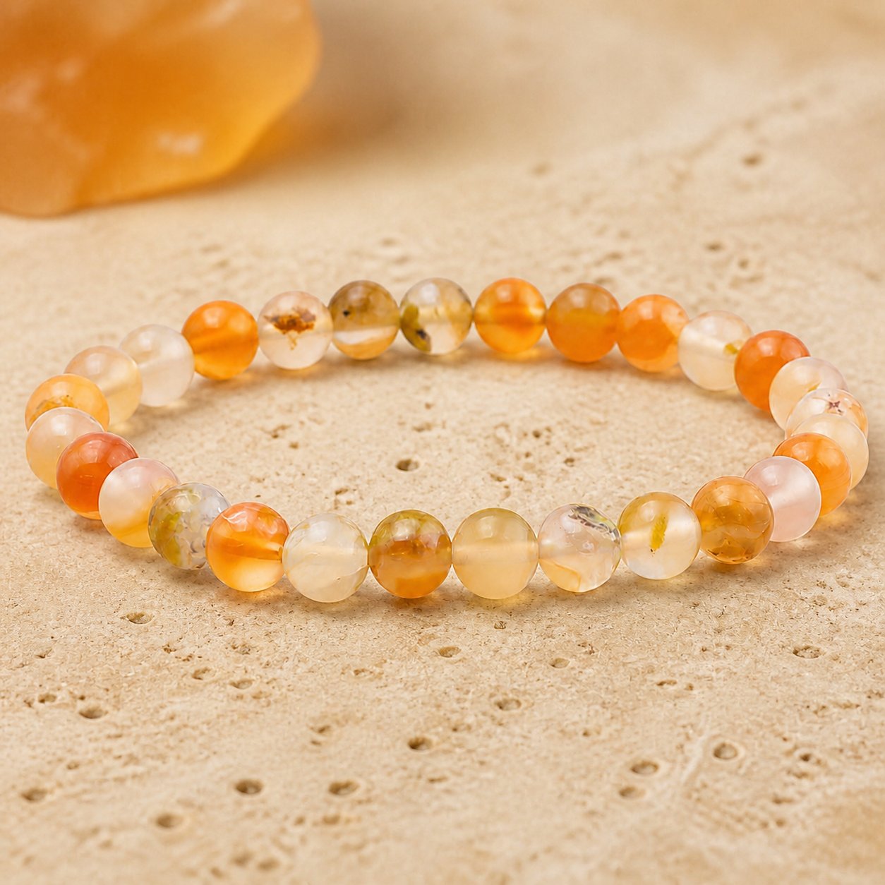 Bracelet Agate de Feu 6 mm – Créativité