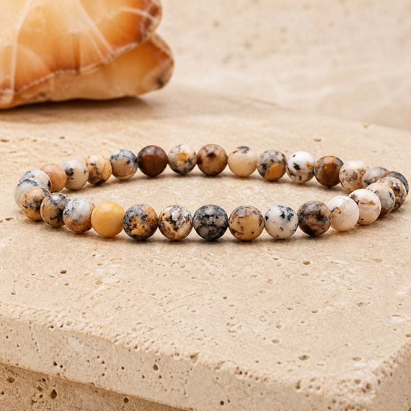 Bracelet Agate Dendrite 6 mm – Paix Intérieure