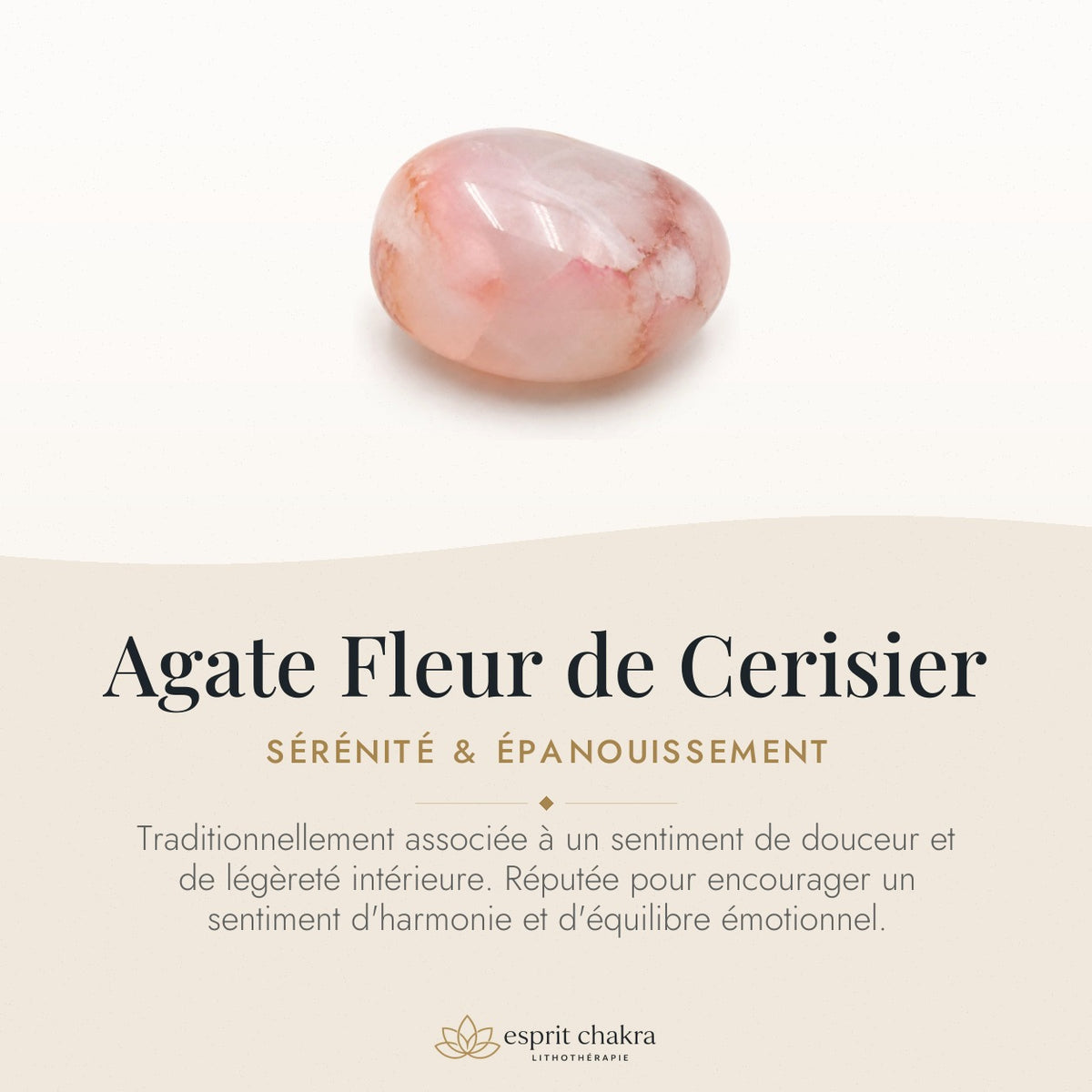 Bracelet Agate Fleur de Cerisier 6 mm – Grâce du Printemps — vertus de la pierre