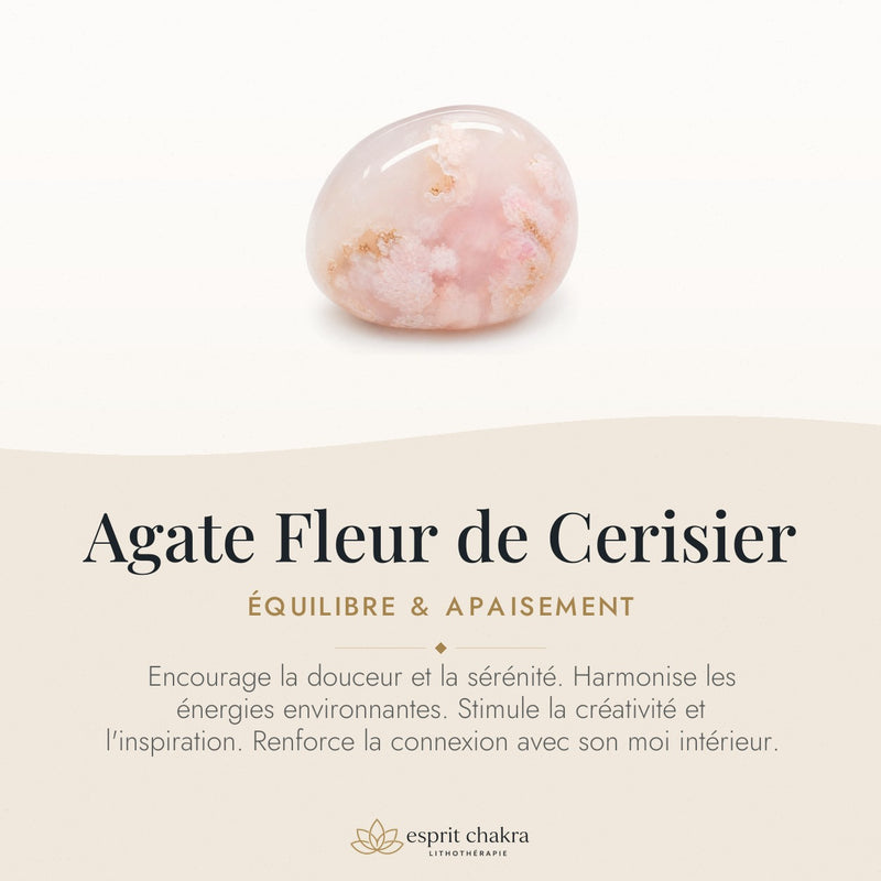 Bracelet Agate Fleur de Cerisier 8 mm – Éclosion Douce