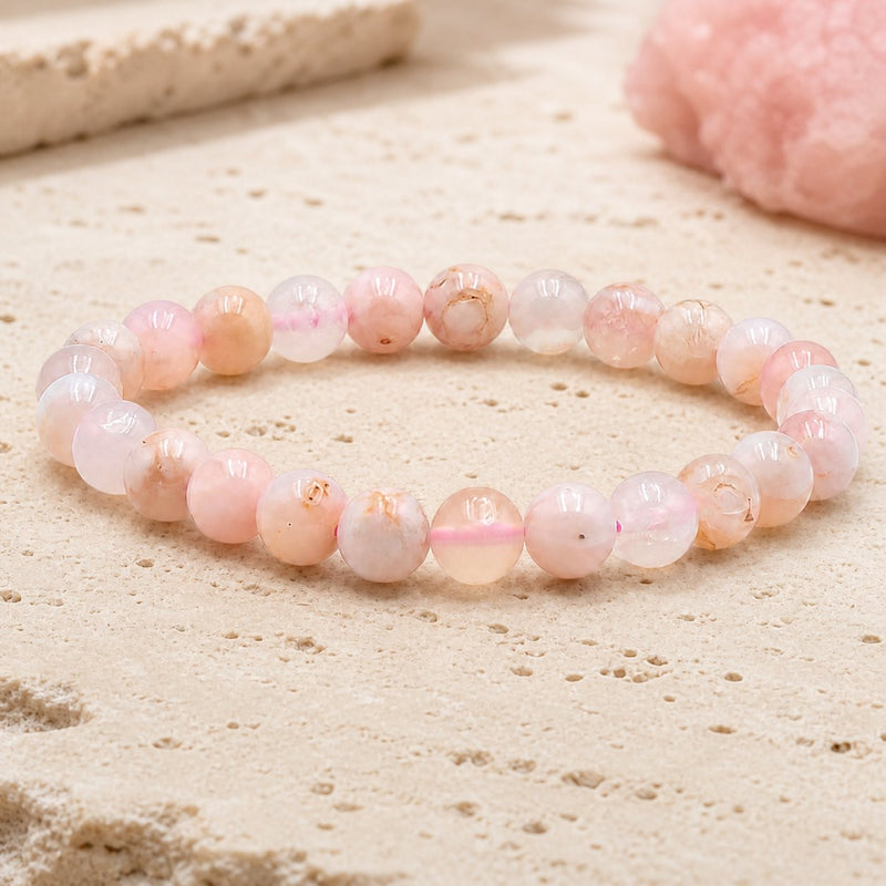 Bracelet Agate Fleur de Cerisier 8 mm – Éclosion Douce