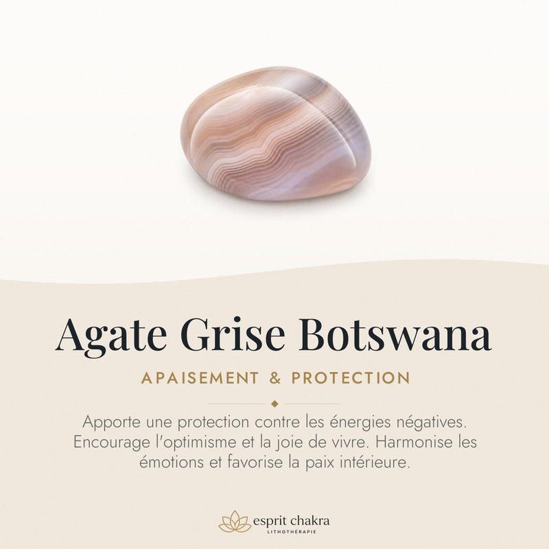 Bracelet Agate Grise Botswana 8 mm – Apaisement Discret