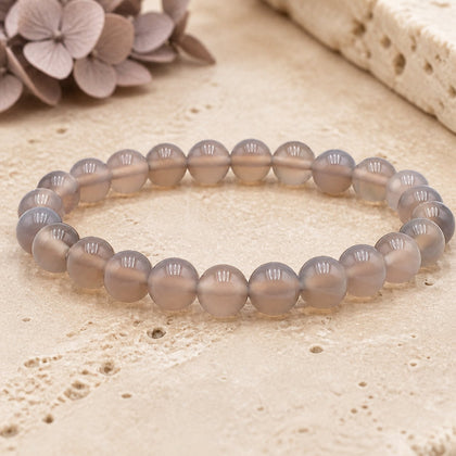 Bracelet Agate Grise Botswana 8 mm – Apaisement Discret