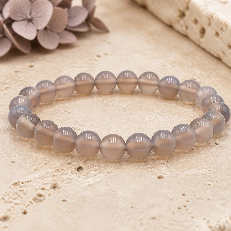 Bracelet Agate Grise Botswana 8 mm – Apaisement Discret