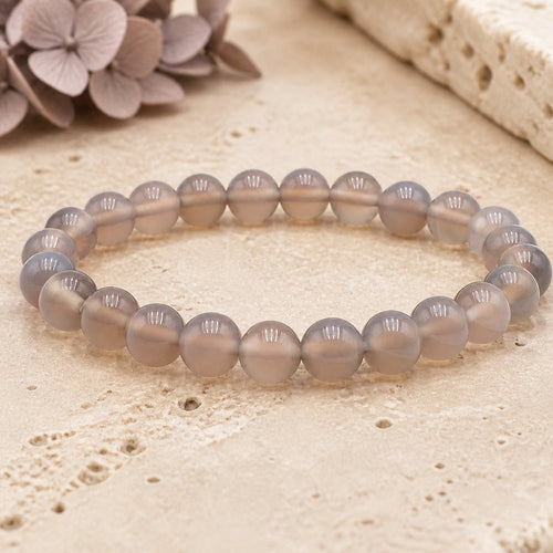 Bracelet Agate Grise Botswana 8 mm – Apaisement Discret