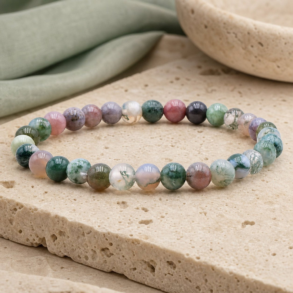 Bracelet Agate Indienne 6 mm – Équilibre Protecteur