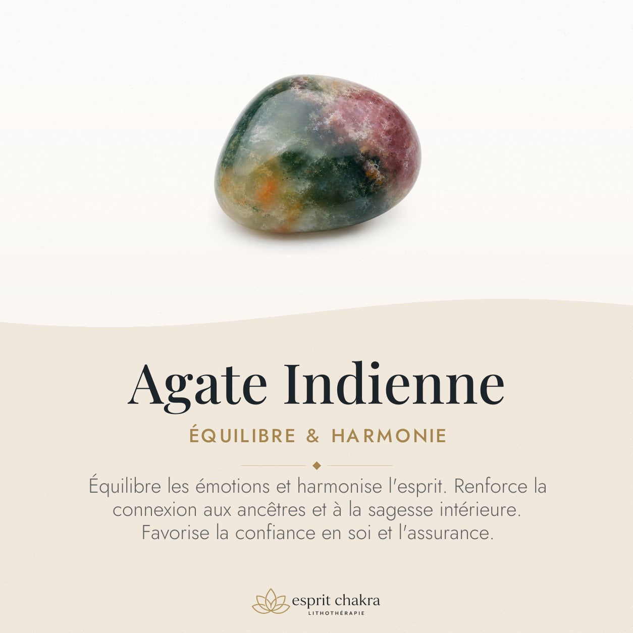 Bracelet Agate Indienne 8 mm – Harmonie du Foyer — vertus de la pierre