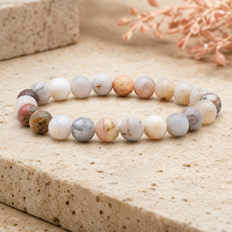 Bracelet Agate Plume 8 mm – Assise Légère