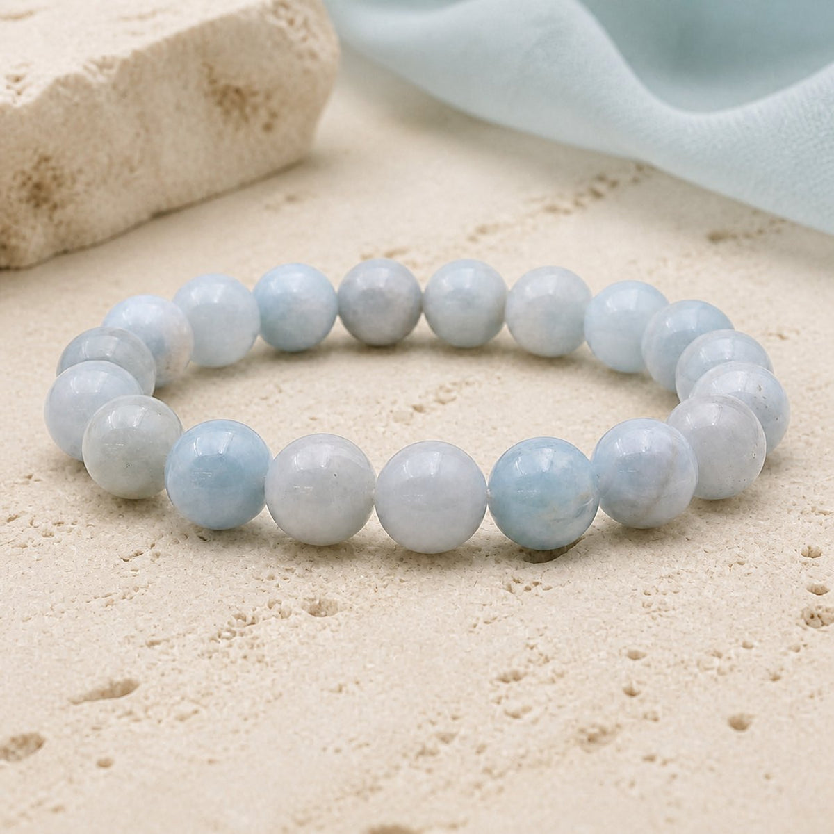 Bracelet Aigue Marine 10 mm – Paix du Large