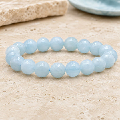 Bracelet Aigue Marine 10 mm – Sérénité du Rivage