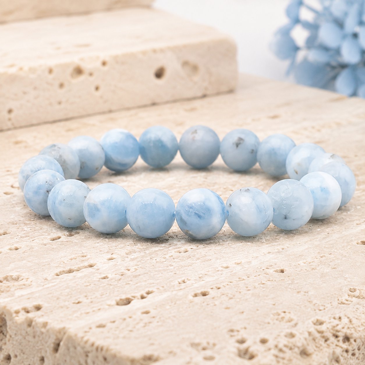 Bracelet Aigue Marine 10 mm – Souffle Chaud