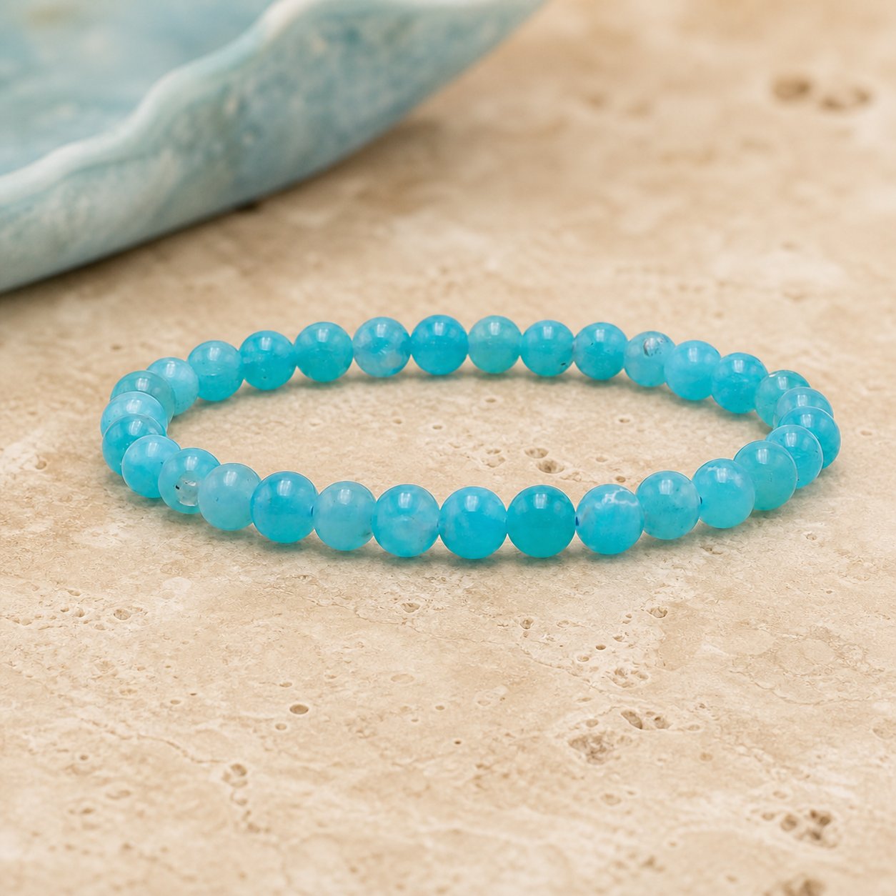 Bracelet Amazonite 6 mm – Calme Émotionnel
