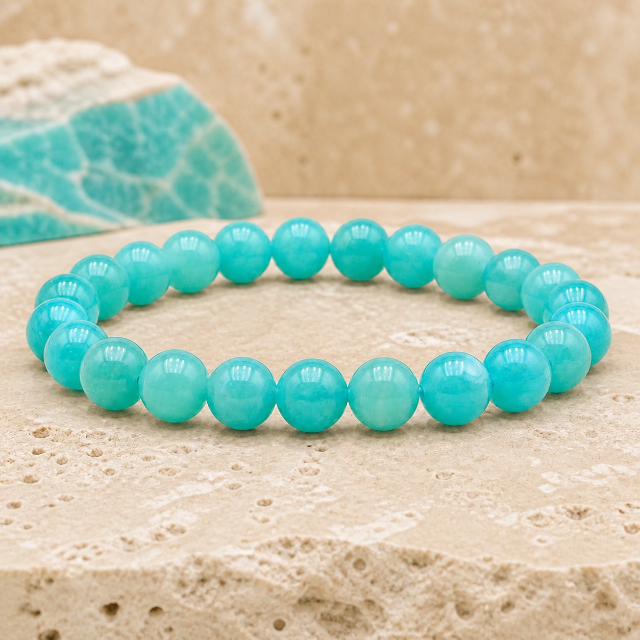 Bracelet Amazonite 8 mm – Halte du Soir