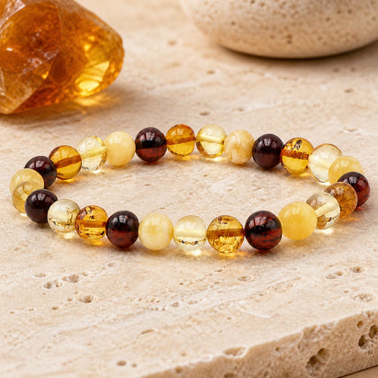 Bracelet Ambre Baltique Multicolore 8 mm – Protection Douce