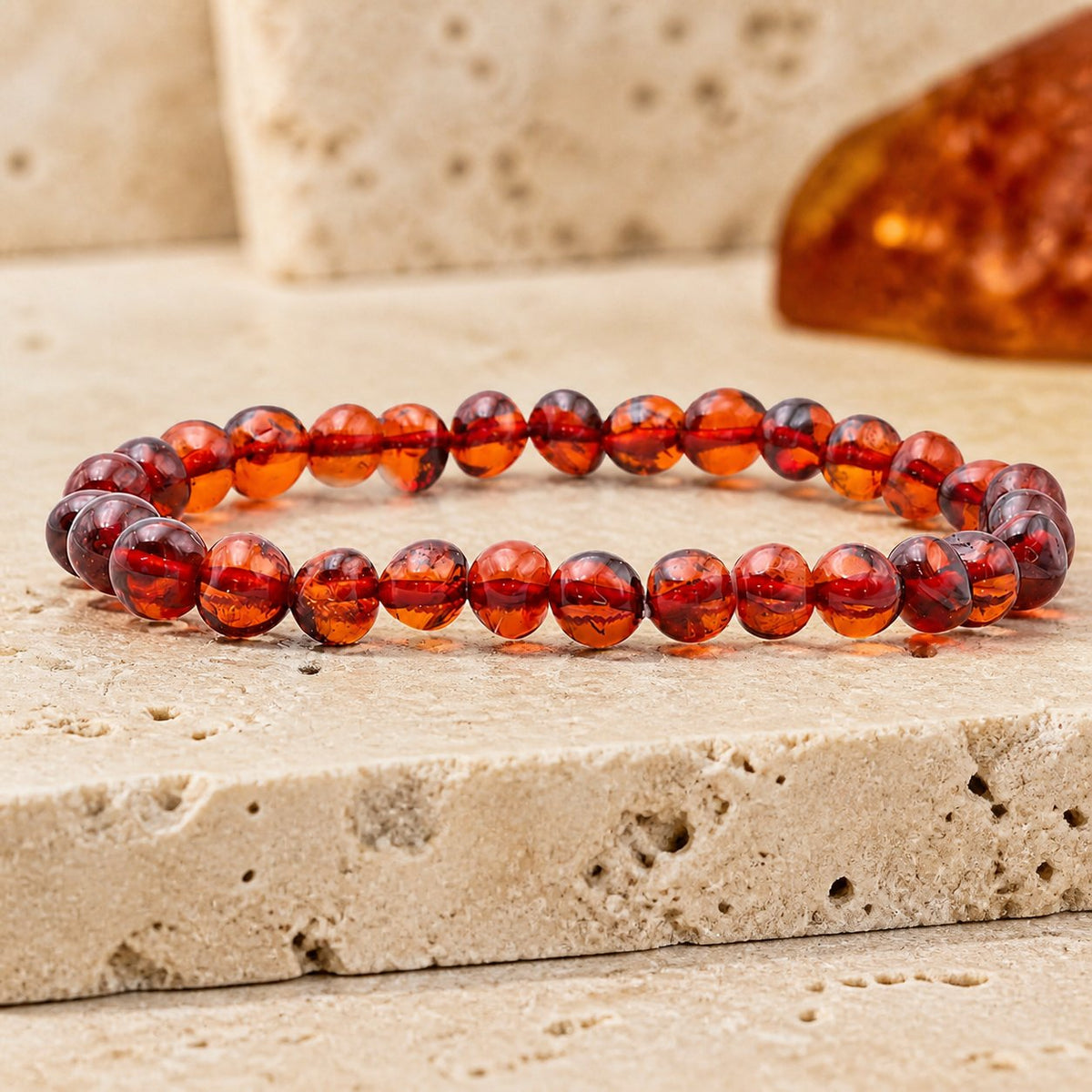 Bracelet Ambre Cognac 6 mm – Équilibre