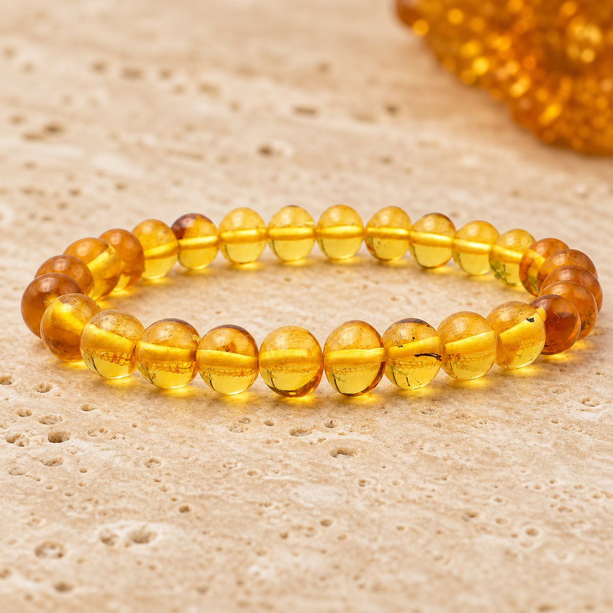 Bracelet Ambre Jaune 6 mm – Équilibre