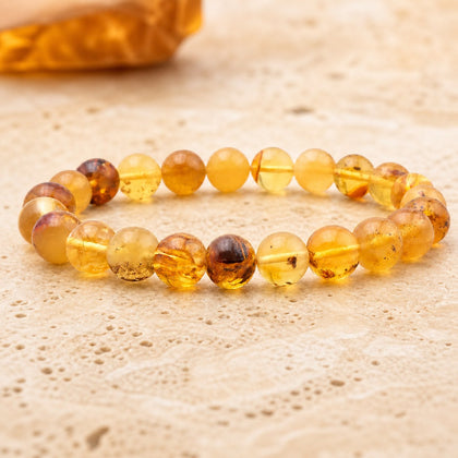 Bracelet Ambre Jaune 8 mm – Réconfort Solaire