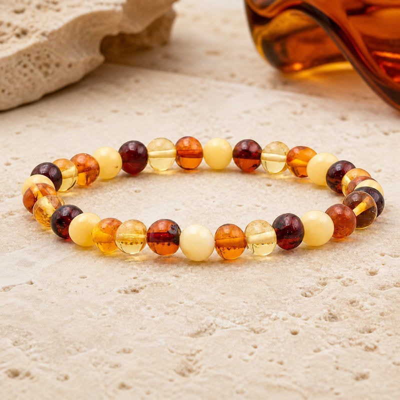 Bracelet Ambre Multicolore 6 mm – Équilibre