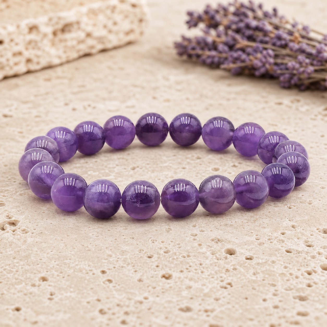 Bracelet Améthyste 10 mm – Pensée Sereine