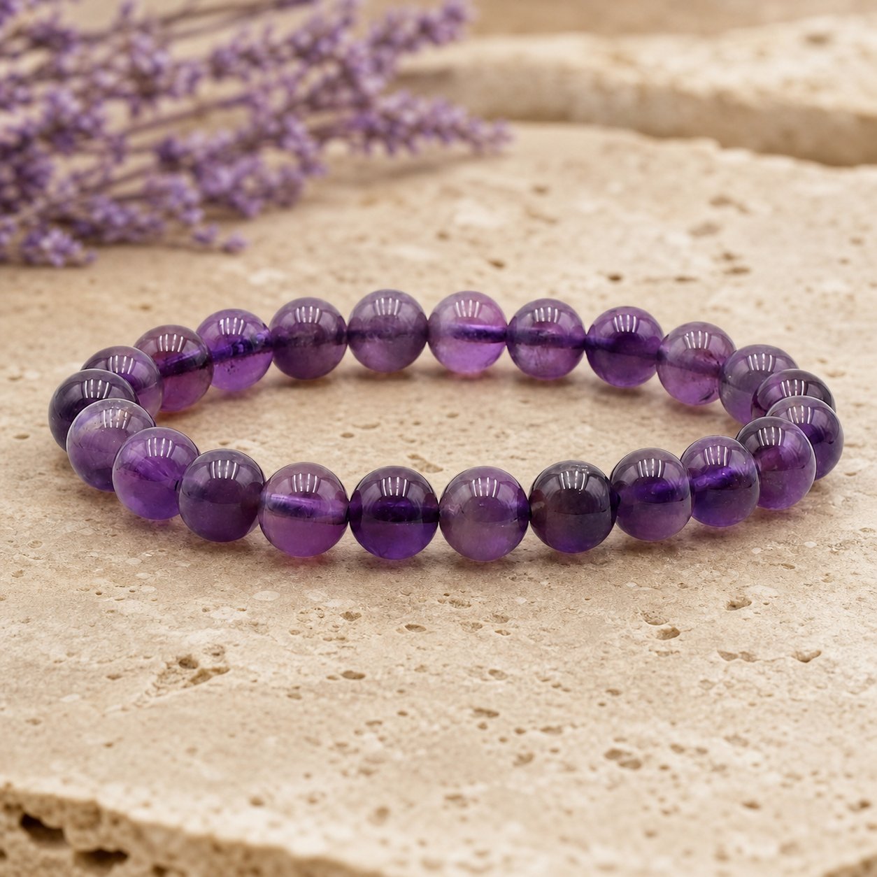 Bracelet Améthyste 8 mm – Esprit Apaisé