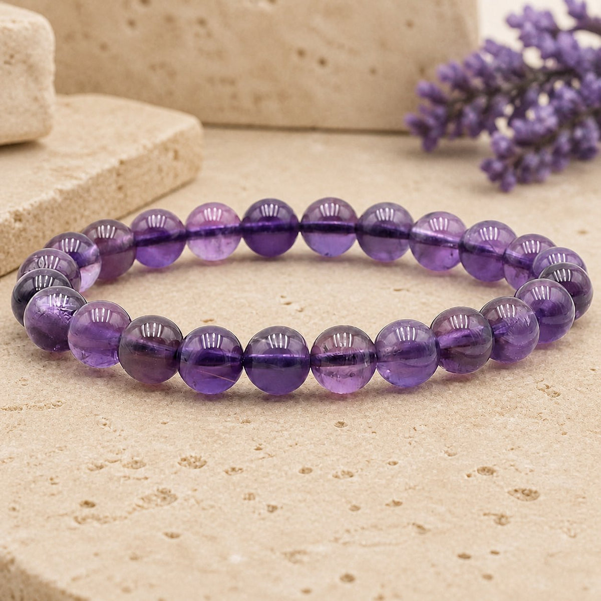 Bracelet Améthyste 8 mm – Refuge des Jours