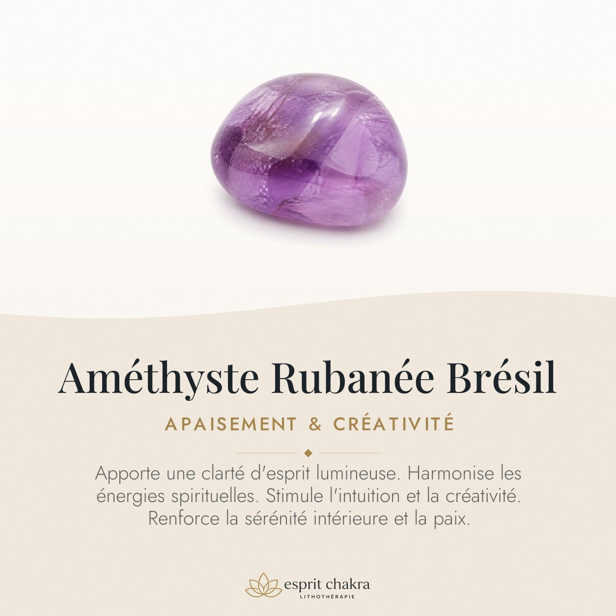 Bracelet Améthyste Rubanée 6 mm – Apaisement — vertus de la pierre
