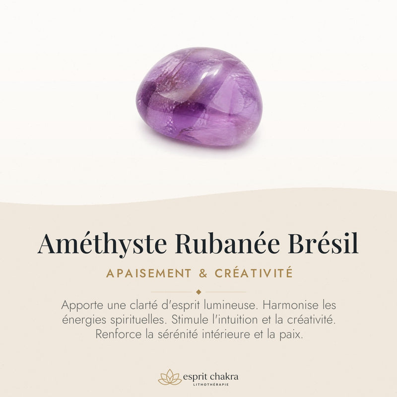 Bracelet Améthyste Rubanée 6 mm – Apaisement