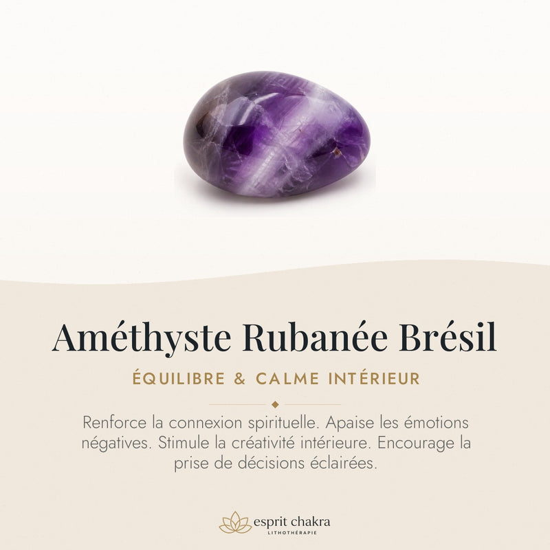 Bracelet Améthyste Rubanée 8 mm – Inspiration des Heures