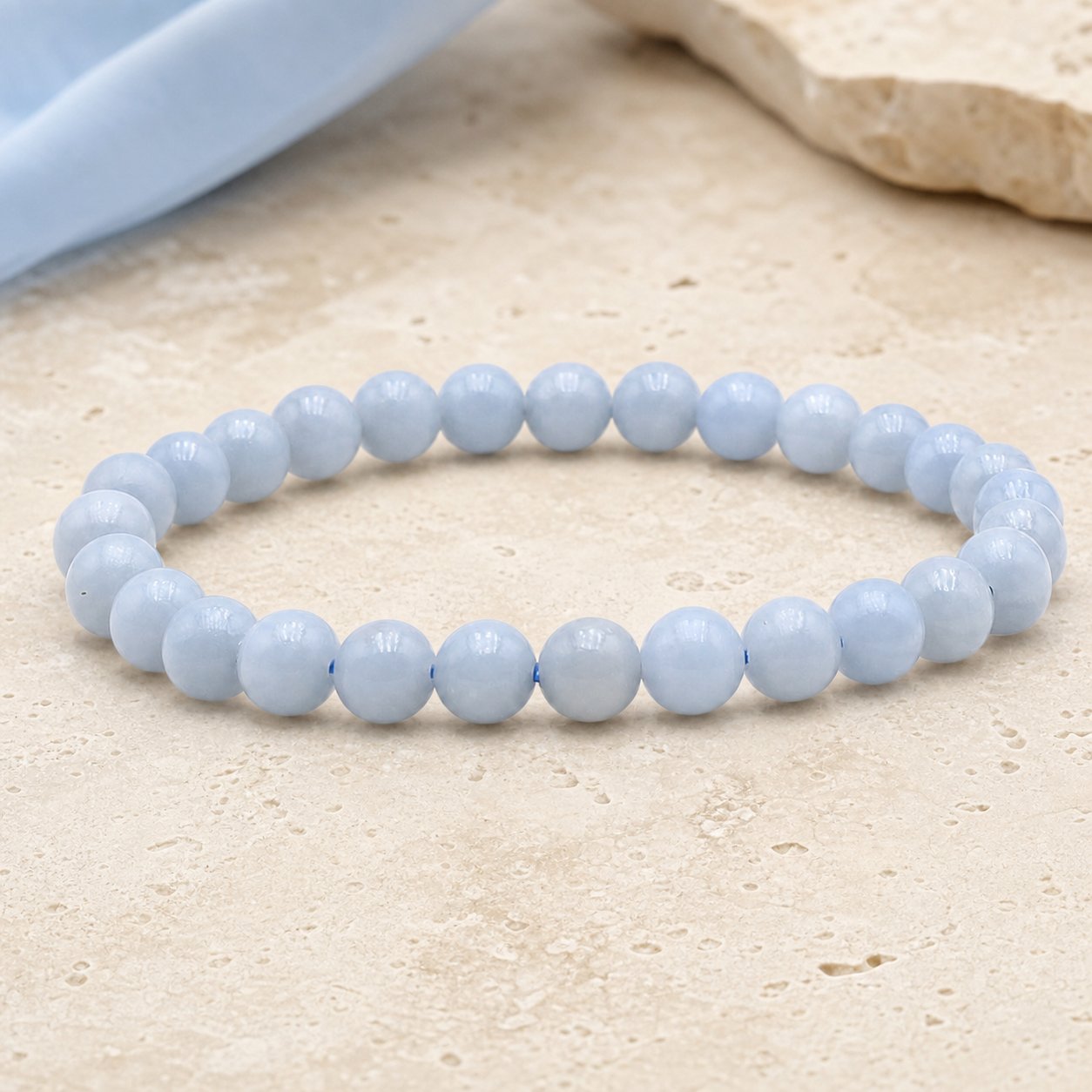 Bracelet Angélite 6 mm – Sérénité